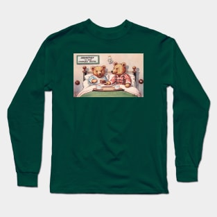 Cute Bear Couple Share Breakfast in Bed Long Sleeve T-Shirt